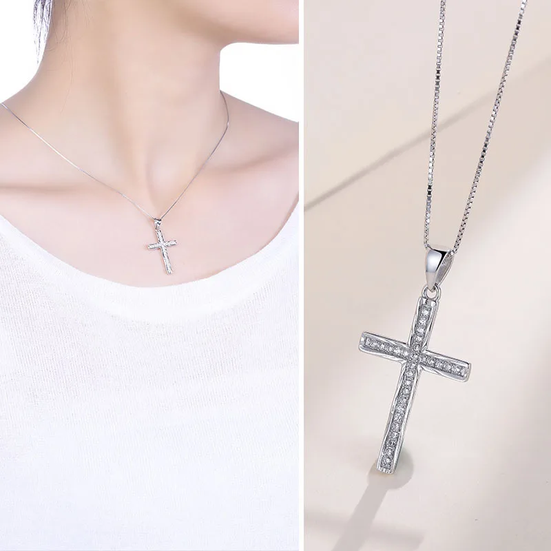 

S- S925 Pure Silver Cross inlay pendant Fashion Silver pendant Fashion Factory