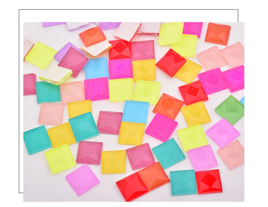 JUNAO 10 мм Красочные Стеклянные Мозаичные Стразы квадратные конфеты хрустальные камни не исправление стразы скрапбук креативный коллаж материал