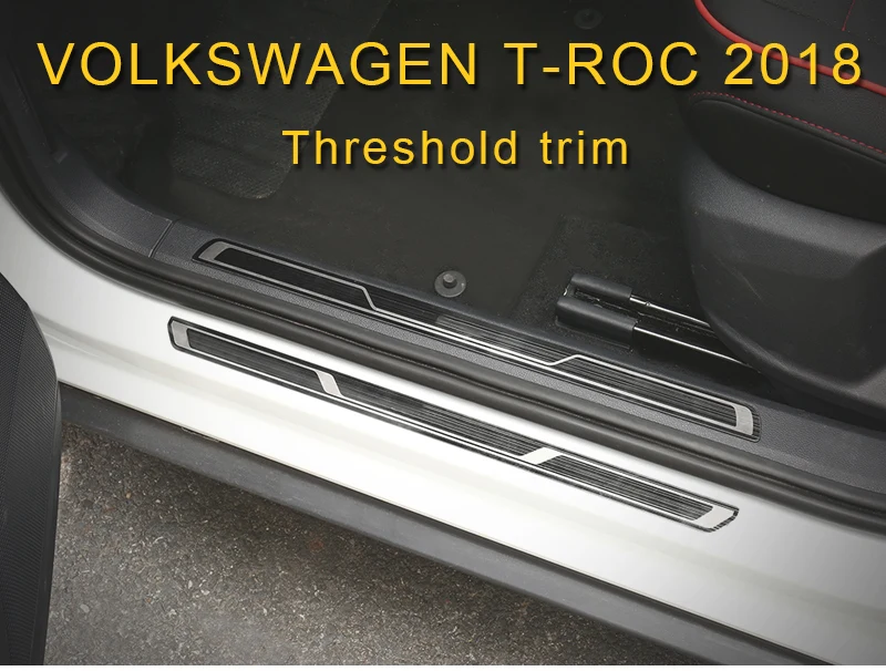 Carманго для Volkswagen troc t roc T-ROC 2018 ультратонкие Накладка педали для порога протектор автомобиля салонные аксессуары наклейки