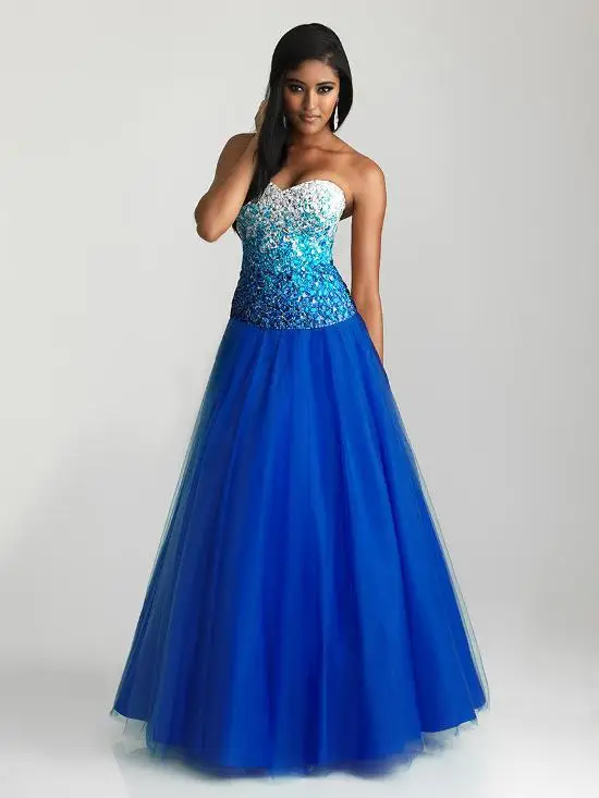 Sparkle Strapless Sweetheart Bodice Beautiful Ombre Beading Soft Tulle Ball Gown Prom Dress Zipper | Свадьбы и торжества