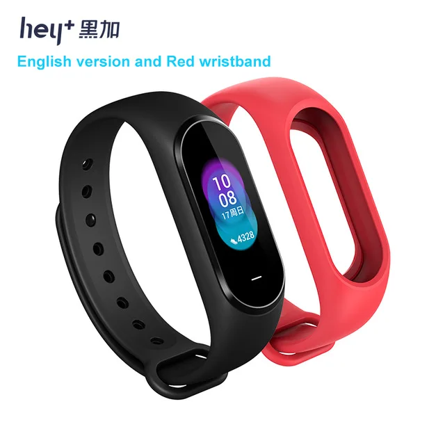 Английская версия Xiaomi Hey Plus Smartband 0,95 дюймов AMOLED цветной экран встроенный многофункциональный NFC монитор сердечного ритма умные часы - Цвет: Red Russian