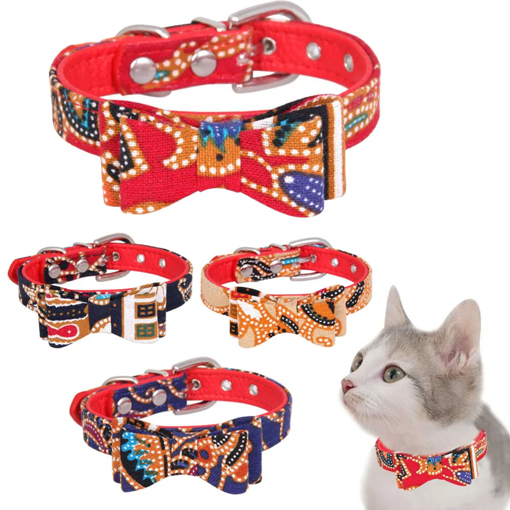 

Adjustable Bowtie Cat Collar Cotton Cloth Bow-knot for Cats Puppy Pet Collars Kitten Lead Dog Leashes Pet Products Supplies