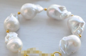 

Miss charm Jew 336 REAL 8" 19mm WHITE BAROQUE KESHI REBORN PEARL BRACELET