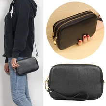 Сумки через плечо из натуральной кожи для женщин, двойная молния, сумка через плечо, женские модные кошельки и сумки, дизайнерский клатч