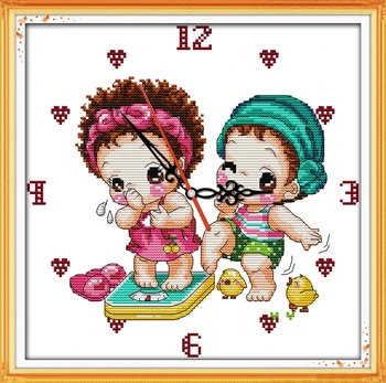 

Getting fat (clock face) Modern Needlework DIY Cross stitch Sets For Embroidery kits Precise Printed Counted Cross Stitching
