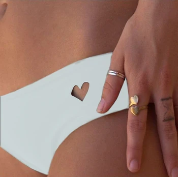 

7 Colors Cut Heart Thong Separates Swimsuit 2018 Women Swimwear Bandage Bathing Suit Brazilian Tanga Bikini Bottom Plus Size XL