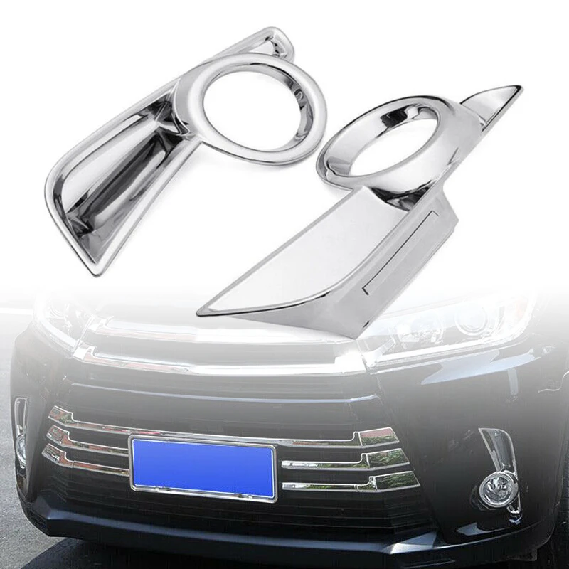 2pcs Front Fog Light Lamp Cover Trim For Toyota Highlander ABS