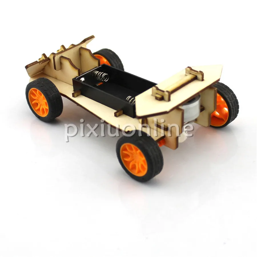 1suit J734 Wooden Gear DC Motor Two-wheel Drive Model Car Toy Making Parts Free Russia Shipping