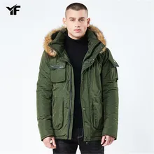 YF Новая мужская зимняя куртка пальто Модные Качественные хлопковые стеганые защищающие от ветра толстые теплые парки для Прямая
