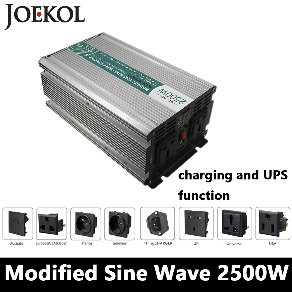 

2500W Modified Sine Wave Inverter,DC 12V/24V/48V To AC110V/220V,off Grid Solar Power Inverter With Battery Charger And UPS