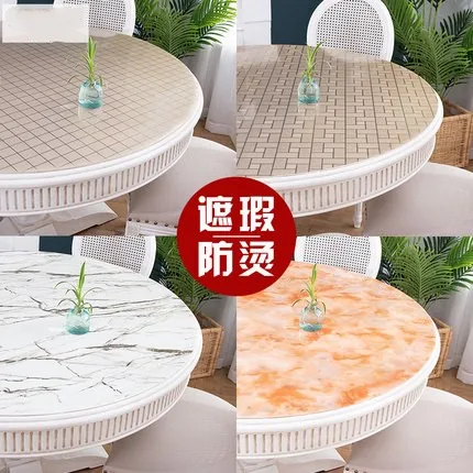 

New Arrive Diameter60-130cm Round European PVC tablecloth Transparent kitchen pattern oil tablecloth glass soft cloth 1.0mm mat