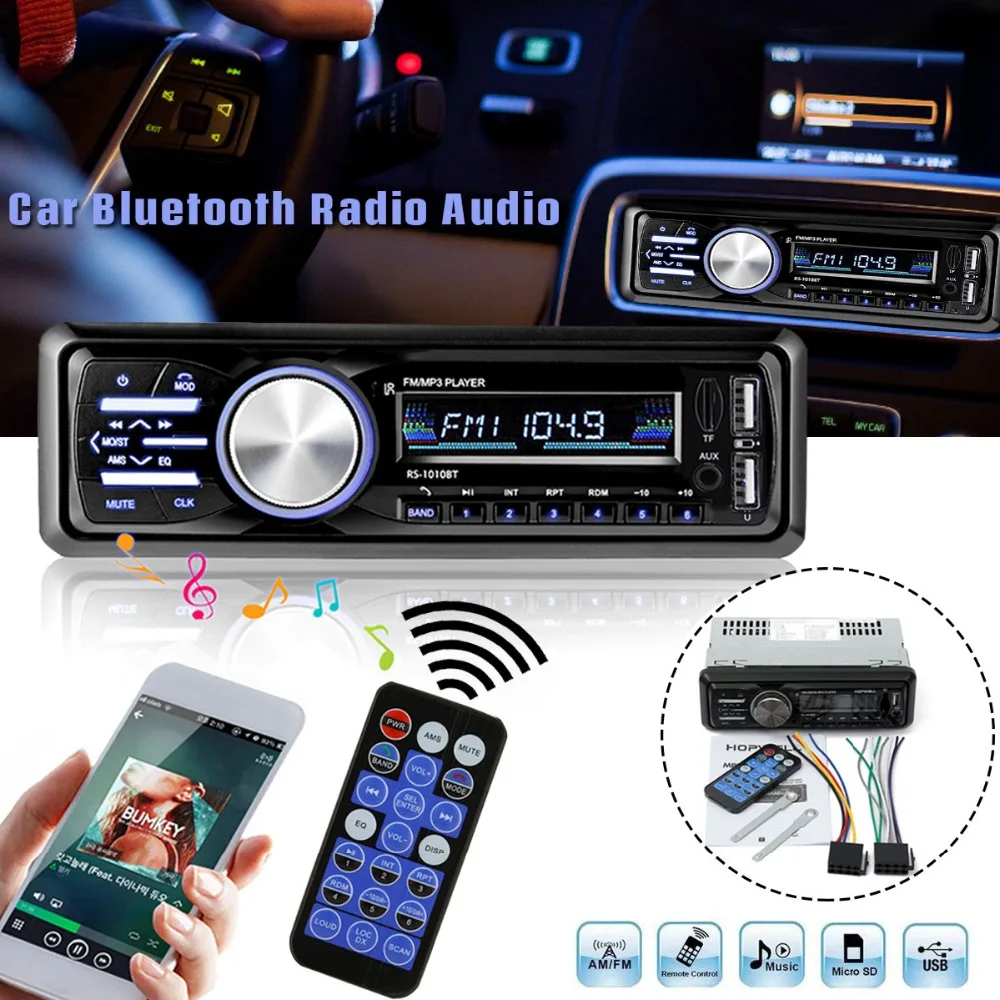 

12V bluetooth Car Stereo FM Radio MP3 Audio Player AUX-IN Auto Electronics In-Dash 1 DIN remote control Car Radio