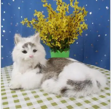

WYZHY Simulation cat animal model Large chaise cat Desktop gift decoration 32CMx23CMx15CM