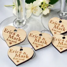 Персональный Свадебный деревянный амулеты для Винных Бокалов с именем и датой, свадебные амулеты, пользовательский винный Шарм, свадебная поддержка