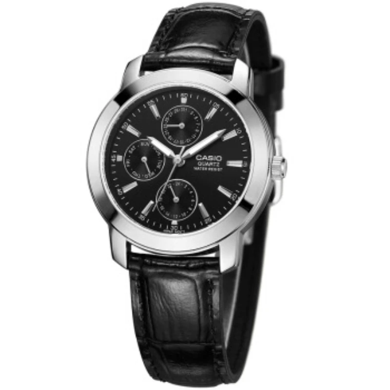 Casio Часы мужские кварцевые часы ремень бизнес элегантные жизни водонепроницаемые часы с черной пластиной черный ремень MTP-1192E-1A горячая Распродажа люкс