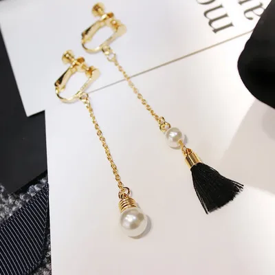 Оптовая 2 Pair Девушка Ювелирные Изделия Серьги Уха клип Цветок Долго Кисточкой