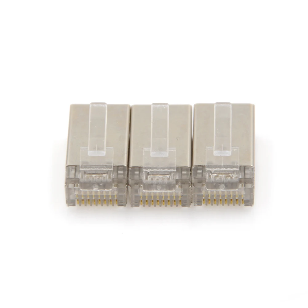 Сетевой разъем RJ45 50 шт. модульная вилка Cat6 8 контактов 8P8C металлический защитный
