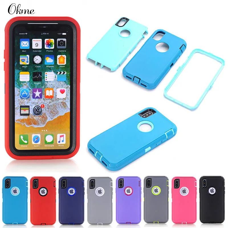 

Case for iPhone 6 6S 7 8 Plus Full Coverage 3 in 1 Cover For iPhone X XS Max XR Rubber Hybrid Heavy Defend Shockproof Case