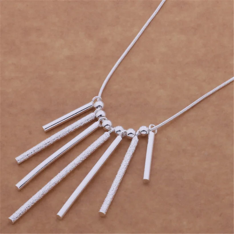 

Free shipping Popular fashion silver color European style charm seven column pendant necklace high quality jewelry N094 Kinsle