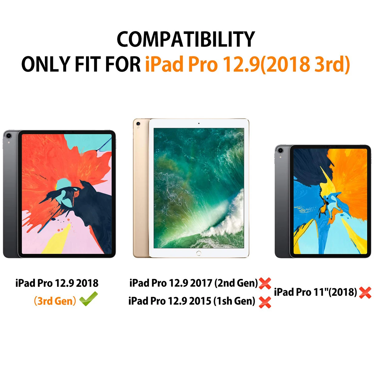  For iPad Pro 2018 12.9 Inch Tablet Case USA Keyboard Smart Cover 360 degree rotating Bluetooth Keyb - 33035476718