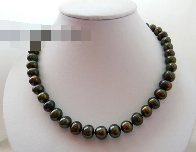 

FREE SHIPPING>>>@@ > N3271 18'' 11mm Black Round Freshwater Pearl Necklace
