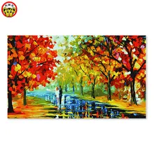 Цифровая картина маслом Осень мечта далекие влюбленные роща кленовый лист