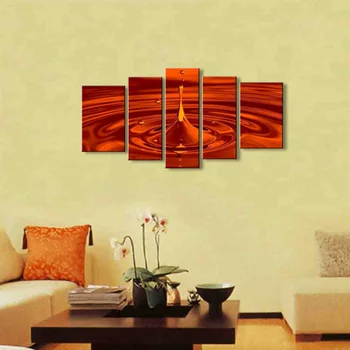 

5 pcs/set Modern Handpainted Abstract Red water drops Oil Painting on Canvas images wall art pictures for living room Home Decor