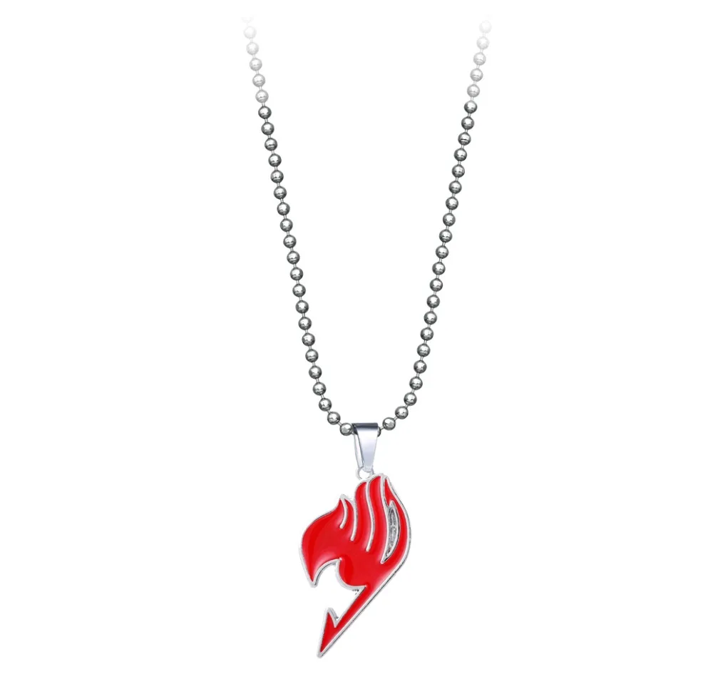 Anime Fairy Tail Necklace Men Metal Cartoon Choker Necklace Women Fashion Jewelry Bead Chain kolye collares