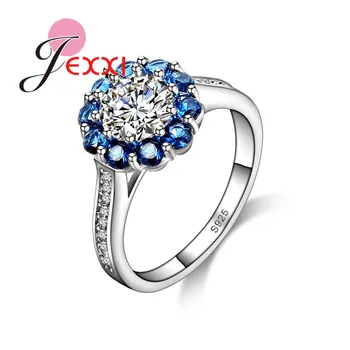 

Fine Birthdays Gift Gorgeous Design Crystal Fashion 925 Sterling Silver Color Rings Jewelry Wedding Engagement Bijoux