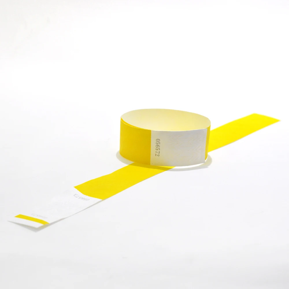 

Solid New Yellow 1" Tyvek Wristbands Stub Detachable for ID Paper Wristbands for Party Events,Only 500 Pieces