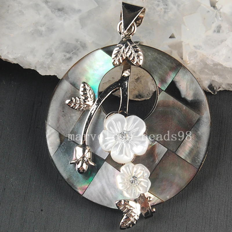 Free Shipping Beautiful jewelry 41mm New Zealand Abalone Shell Round