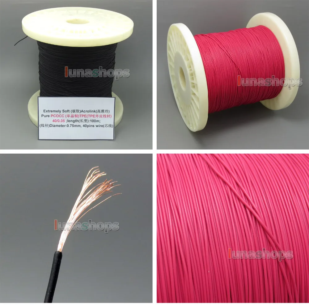 

10m Ultra Soft Acrolink PCOCC Signal Teflon TPE Earphone Cable 40*0.05 28AWG Dia:0.75mm LN005021
