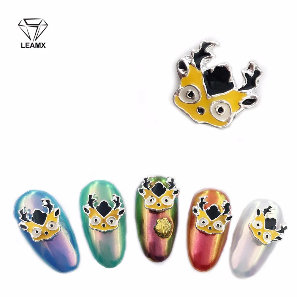 

LEAMX Christmas Reindeer 10 PCS Metal 3d Nail Art Christmas Decorations Charms Nails Glitter Rhinestones Nail Supplies Jewelry
