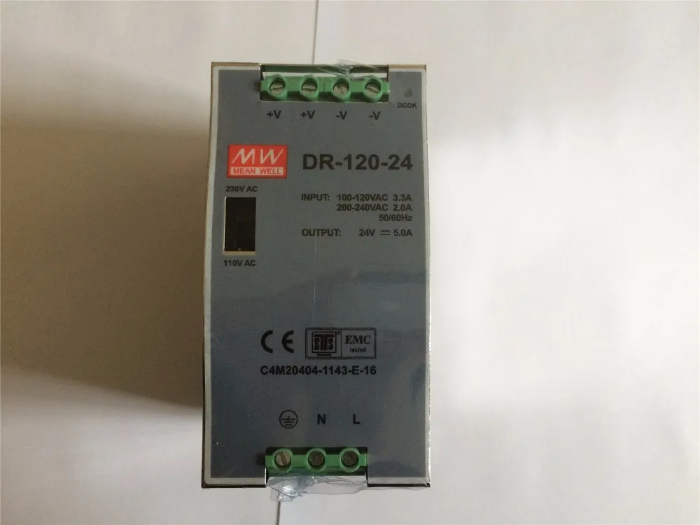 Вход 110/220vac выход 24VDC 5A 120W DR 120 24 DIN рейку монтируемый источник питания|din rail power|din power