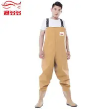 100si утолщенные водонепроницаемые штаны для рыбалки, водонепроницаемые брюки с ботинками, износостойкая одежда для водных видов спорта