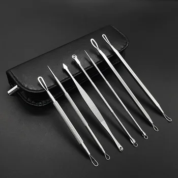 

Hot 7 Pcs/Set Blackhead Acne Remover Tool Stainless Steel Comedone Pimple Blemish Extractor Blackhead Needles With Case Mdf