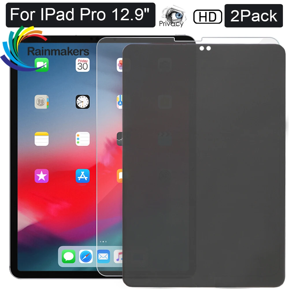 

2Pack HD Privacy Screen Protector Tempered Glass Film For Apple iPad Pro 12.9" (2018) Support Apple Pencil & Face ID AntiScratch