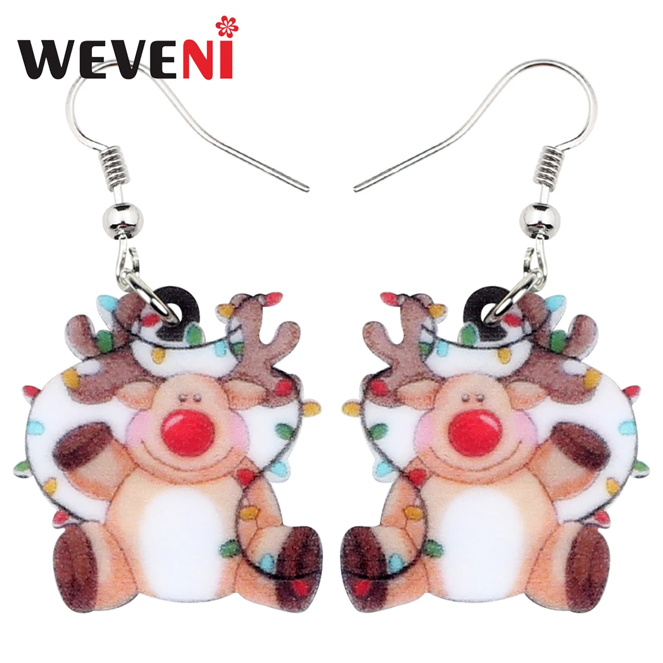 

WEVENI Acrylic Christmas Deer Elk Earrings Drop Dangle Costumes Decoration Ornaments Jewelry For Women Girls Gift New Year 2019