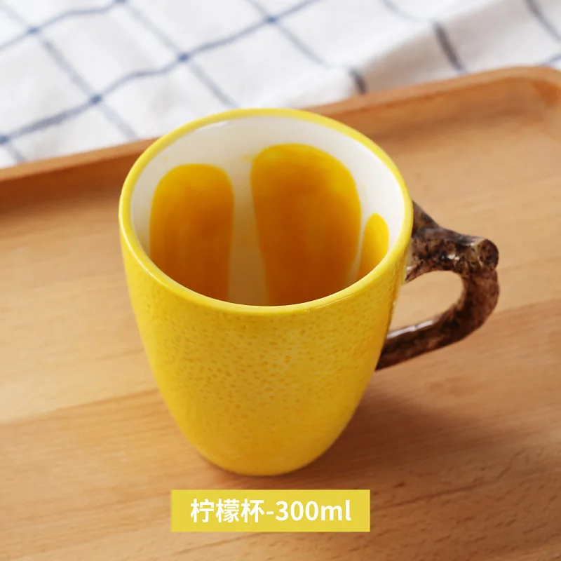 Керамическая кружка для кофе с фруктами, арбузом, лимоном, оранжевым рисунком, чашка для чая, молока, кружка, портативная, термостойкая, 400 мл, ручная роспись, кружка - Цвет: 1