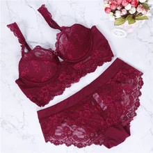 Романтический соблазнительный кружевной набор бюстгальтеров французский известный бренд прозрачный бюстгальтер для молодых женщин комплект нижнего белья пуш-ап бюстгальтер и трусики