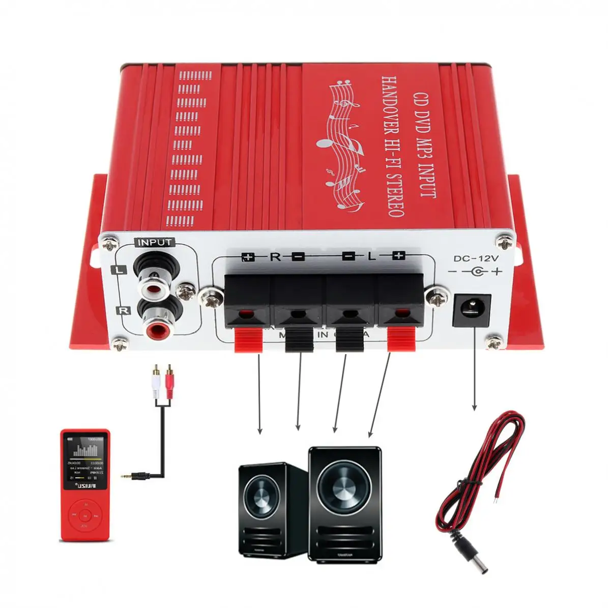 mp3 player RED Model: EN4R motorcycle scooter DRALL INSTRUMENTS Mini power amplifier for Flats car 