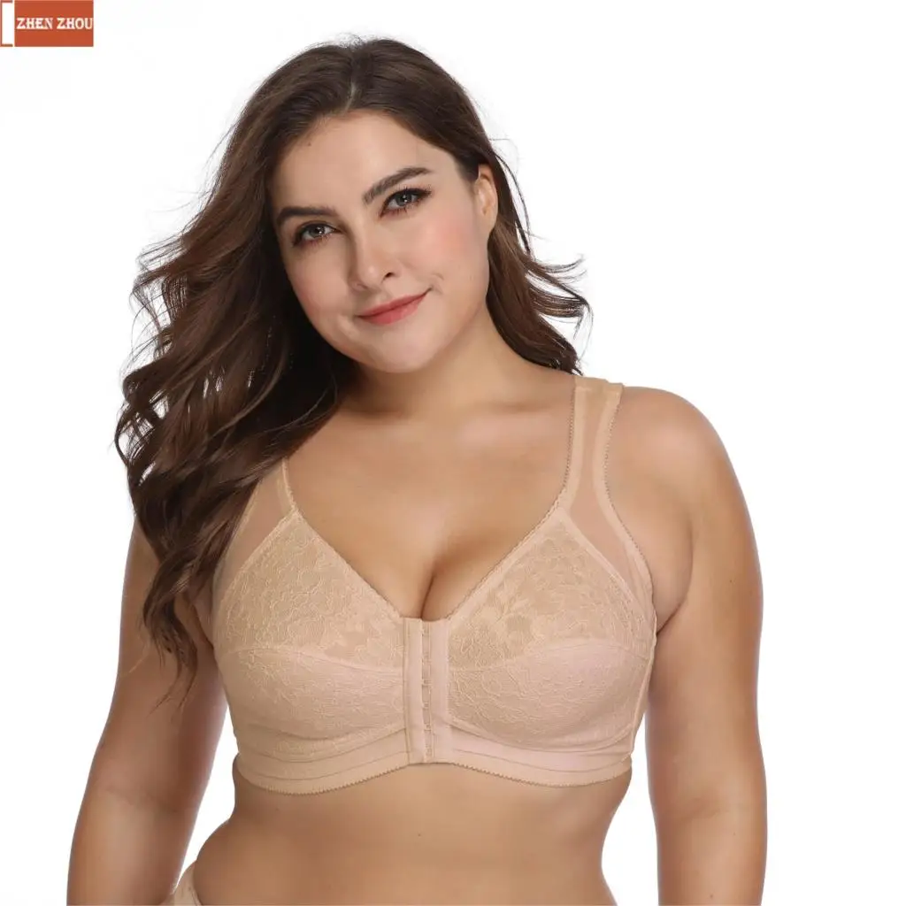 

2019 women bras plus size front buckle wire free bra vest full cup seamless Push up super thin underwear Brasserie for Women