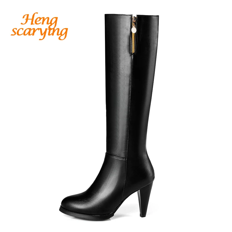 

2018 Plus Size 45 Women Knee High Winter Warm Plush Snow Knight Tall Boots Female Rubber Long Tight Lady Riding Leather Shoes