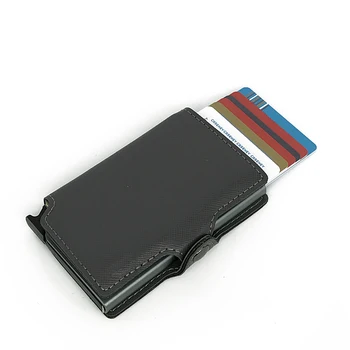 

RFID Blocking Vintage Leather Credit Card Holder Men's Metal Aluminum Alloy Business ID Cardholder Slim Wallet