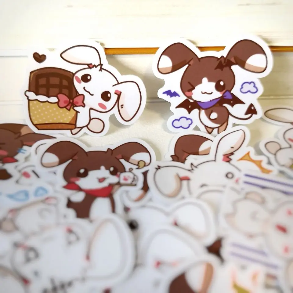 

20/40pcs Cute Funny Long Ear Bunny Cartoon Sticker Notebook Scooter Wall DIY Mobile Phone Waterproof Sticker