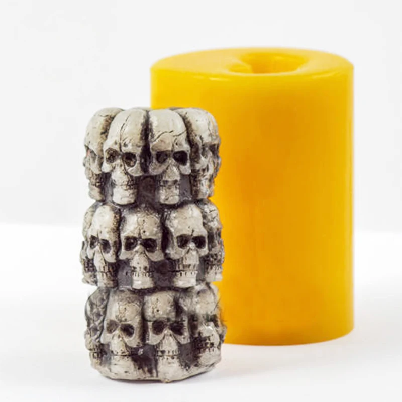 S9302 цилиндр с черепами 3D форма силиконовые формы для мыла плесень для мыла формы для свечей Хэллоуин Череп Форма diy Свечи