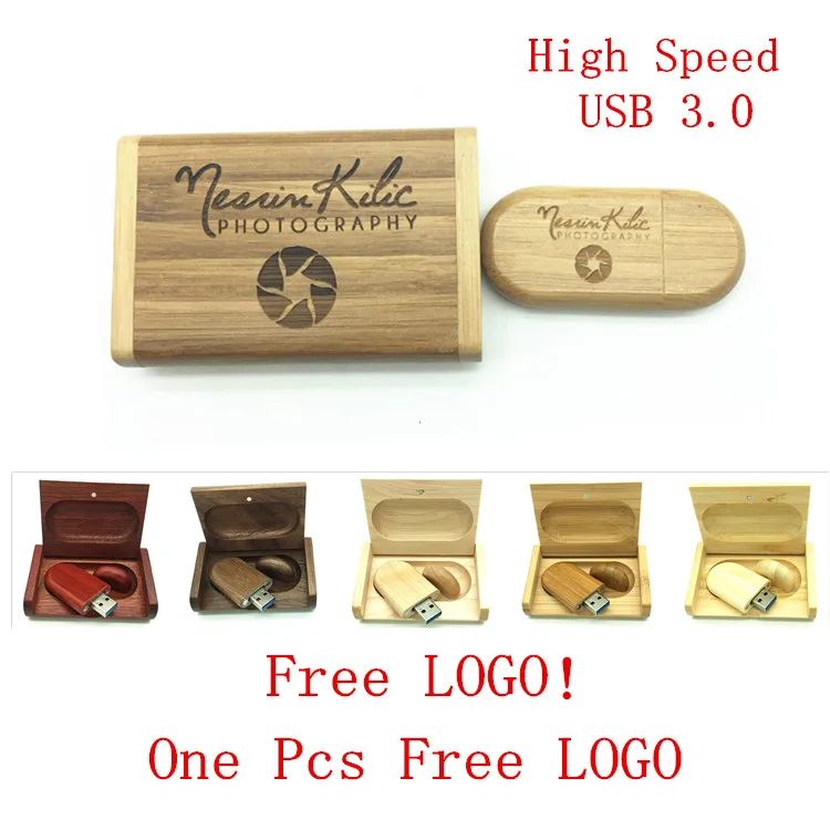 

One Pcs Free Logo High Speed USB 3.0 wooden usb + box usb flash drive pendrive 4gb 8gb 16gb 32gb memory stick photography gifts