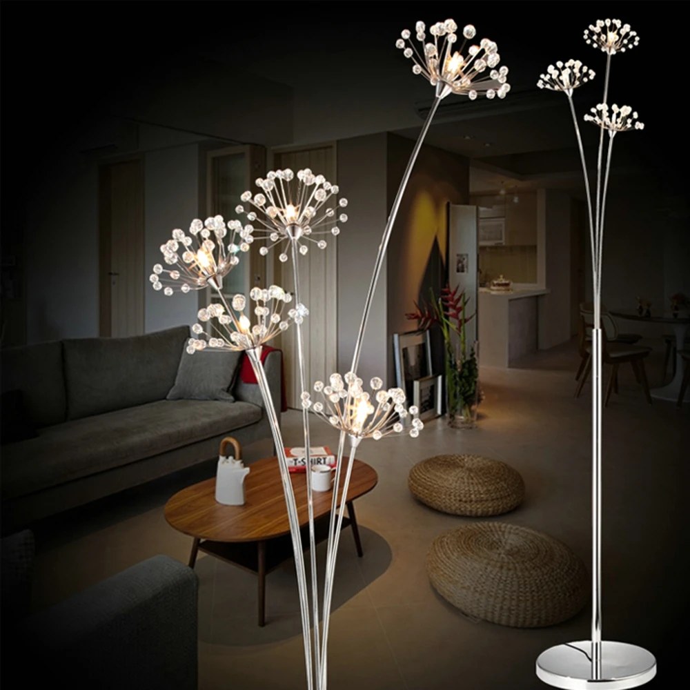 Nouveau lampadaire  moderne  en cristal pour salon  fleur 