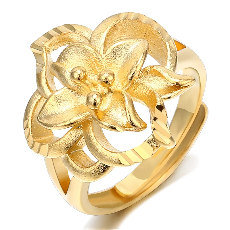 

Hollow Flower Wedding Rings For Women Jewelry Bague Bijoux Gold Color Femme Engagement Ring