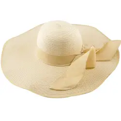 Лидер продаж женские большой складной широкими полями Floppy Сложите Летний пляж Защита от Солнца шляпа Кепки